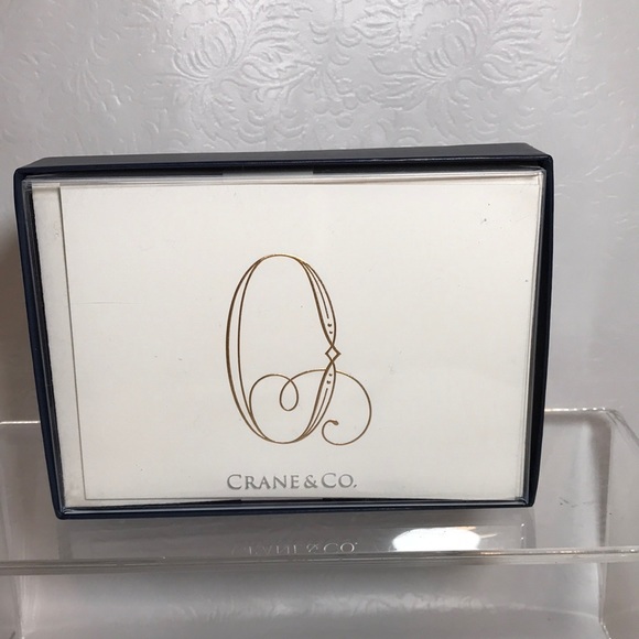 Crane & Co. Gold Engraved Inital (O) Notes on Pearl White Kid Finish Paper - Picture 1 of 3